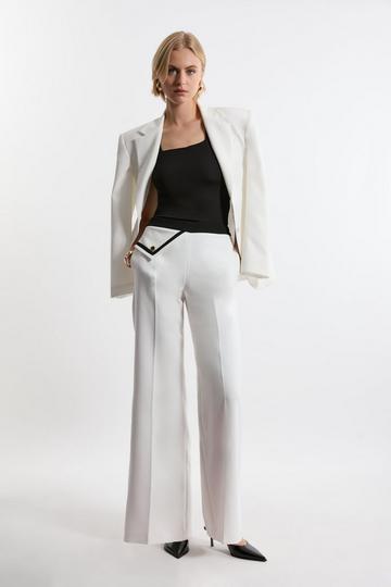 Compact Stretch Contrast Tipped Trouser ivory