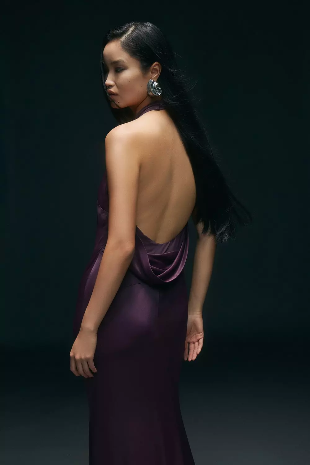Premium Satin Halter Neck Tailored Maxi Dress | Karen Millen
