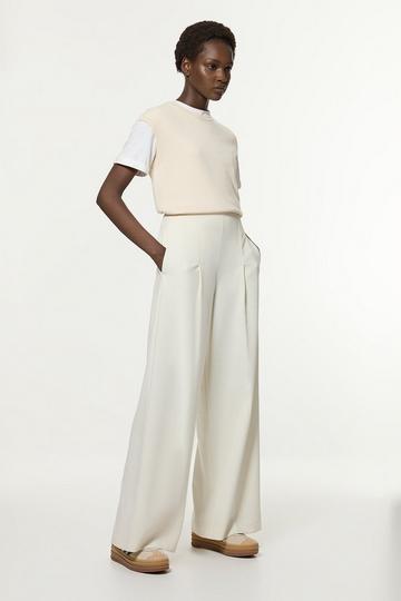 Compact Stretch Essential Wide Leg Dress Pants ivory