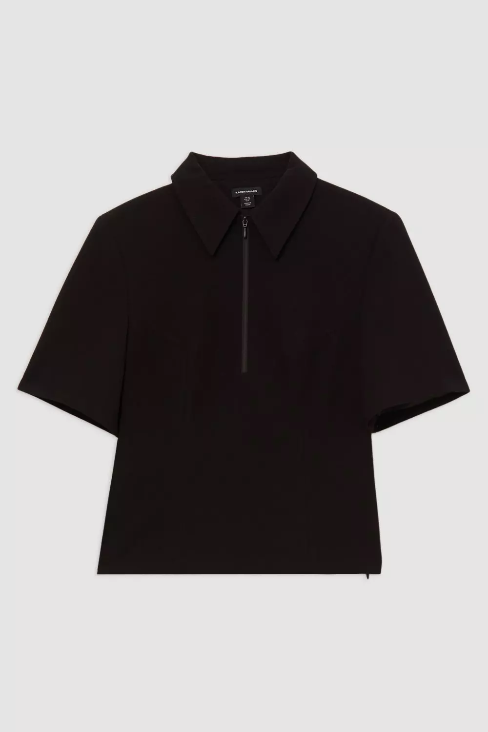Compact Stretch Essential Tailored Collar Top | Karen Millen