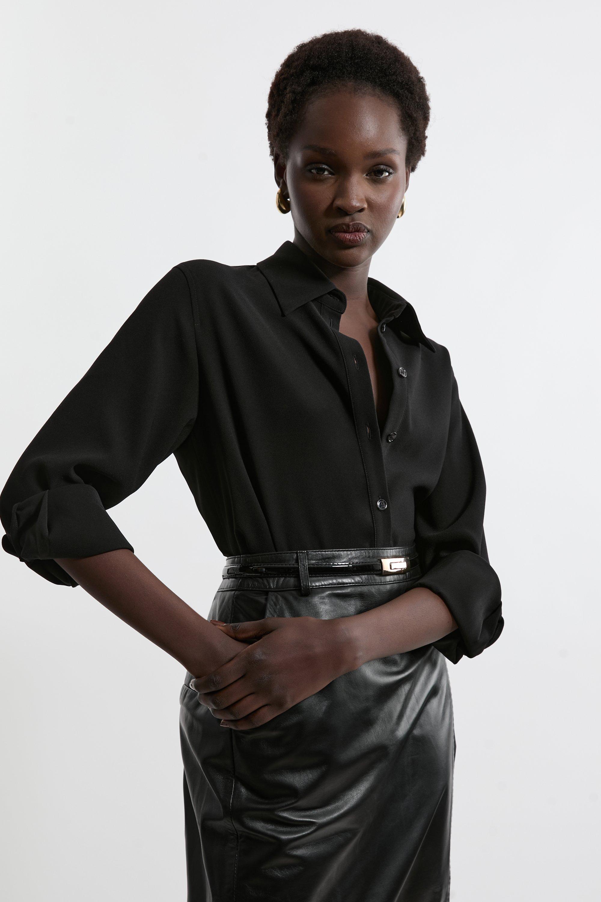 Black Tailored Crepe Essential Shirt