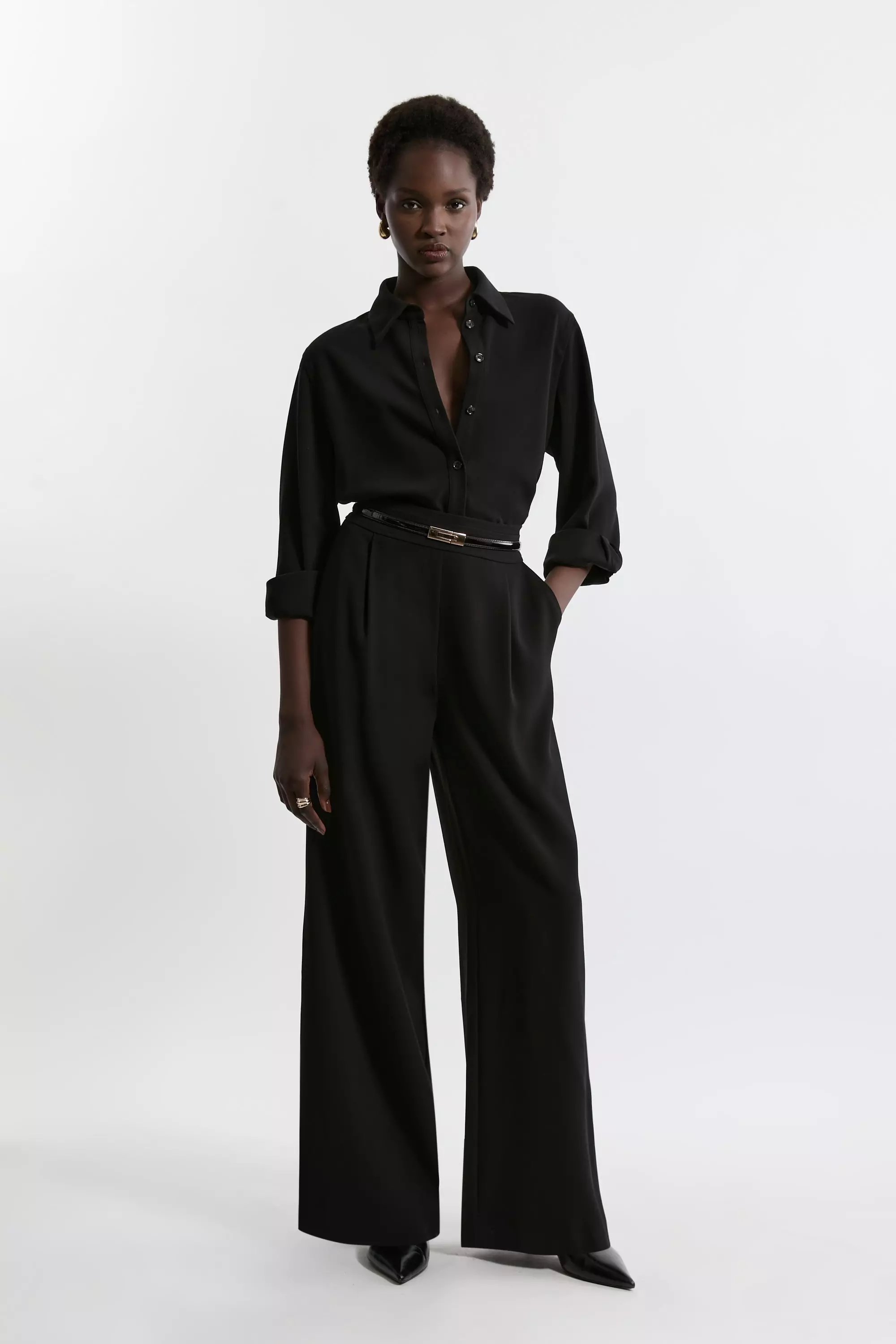 Black Tailored Crepe Essential Shirt alternative image