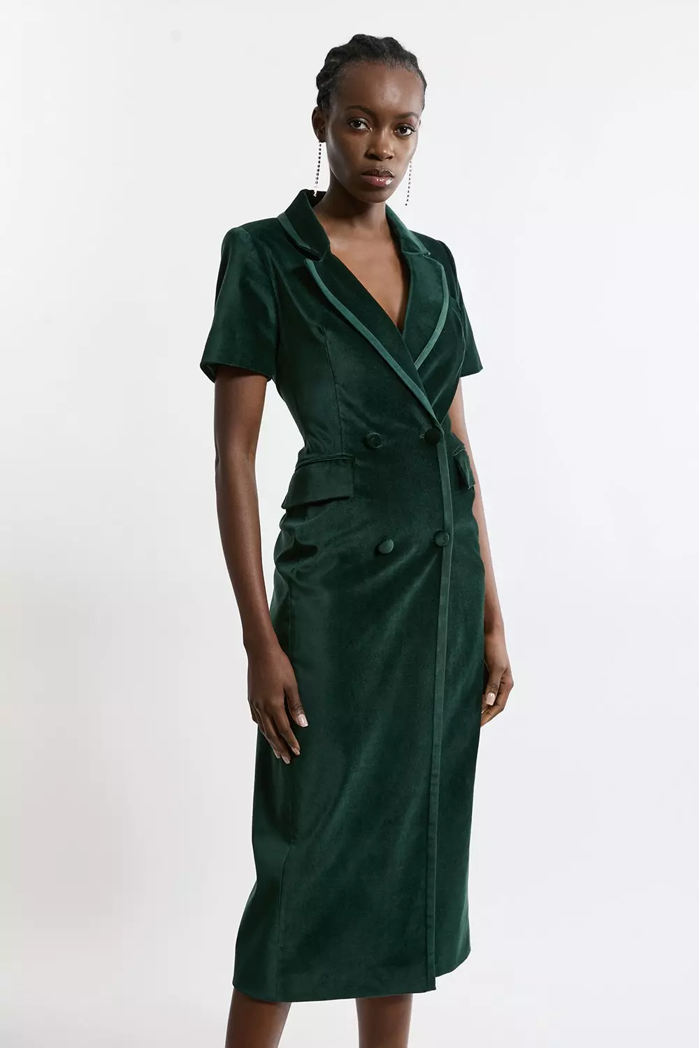 Emerald Tall Velvet Grois Grain Double Breasted Blazer  alternative image