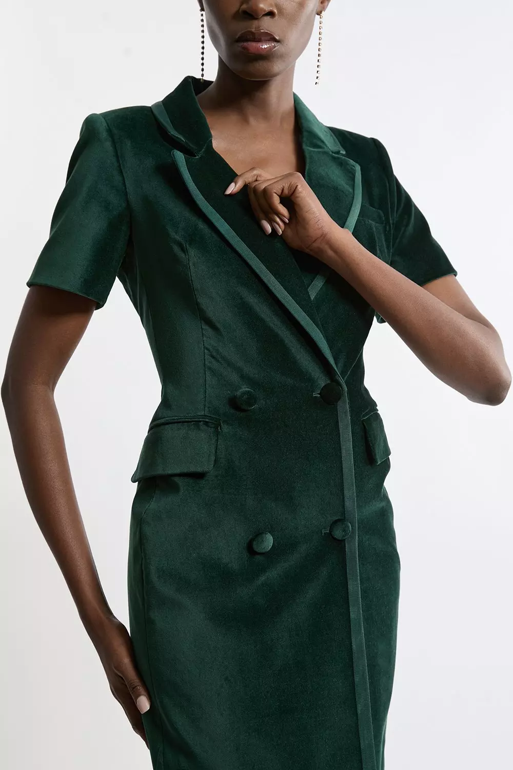 Emerald Tall Velvet Grois Grain Double Breasted Blazer  alternative image