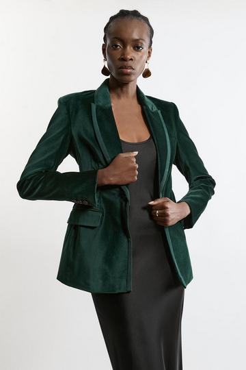 Velvet Grois Grain Tailored Blazer emerald