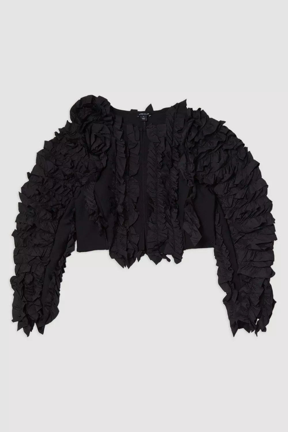 Figure Form Bandage Knit Woven Rosette Detail Jacket | Karen