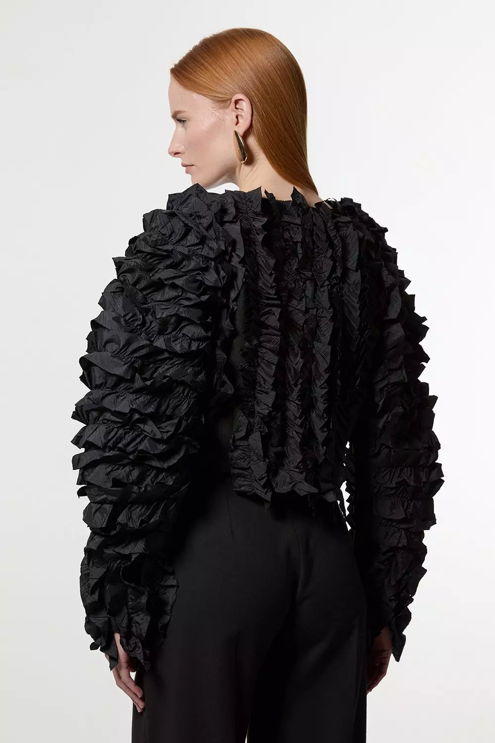 Figure Form Bandage Knit Woven Rosette Detail Jacket | Karen