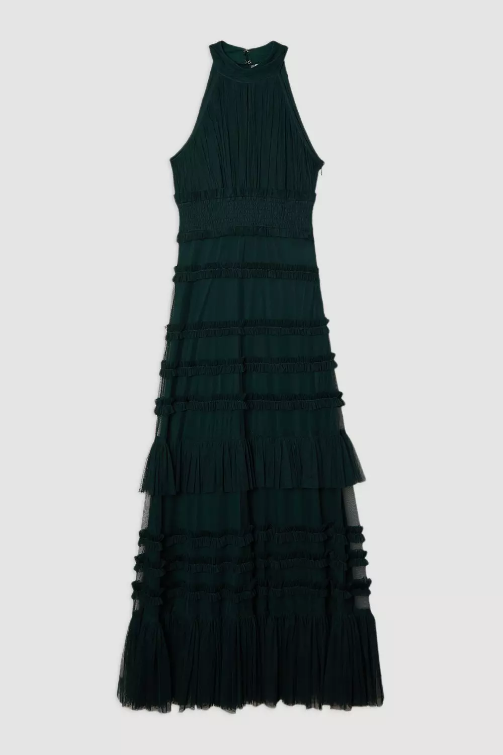 Tulle Layered Halter Neck Maxi Dress | Karen Millen