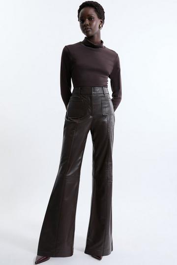 Leather Patch Pocket Tailored Trouser chocolate