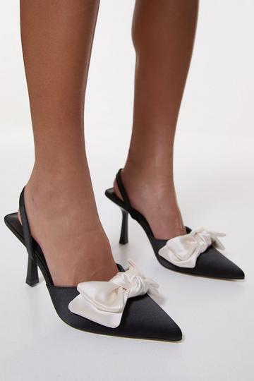 Satin Extreme Bow Slingback Court Heel mono