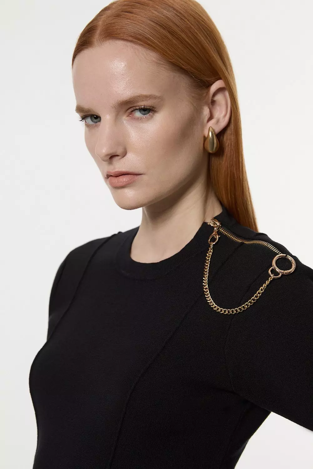 Black Milano Knit Chain Detail Top alternative image