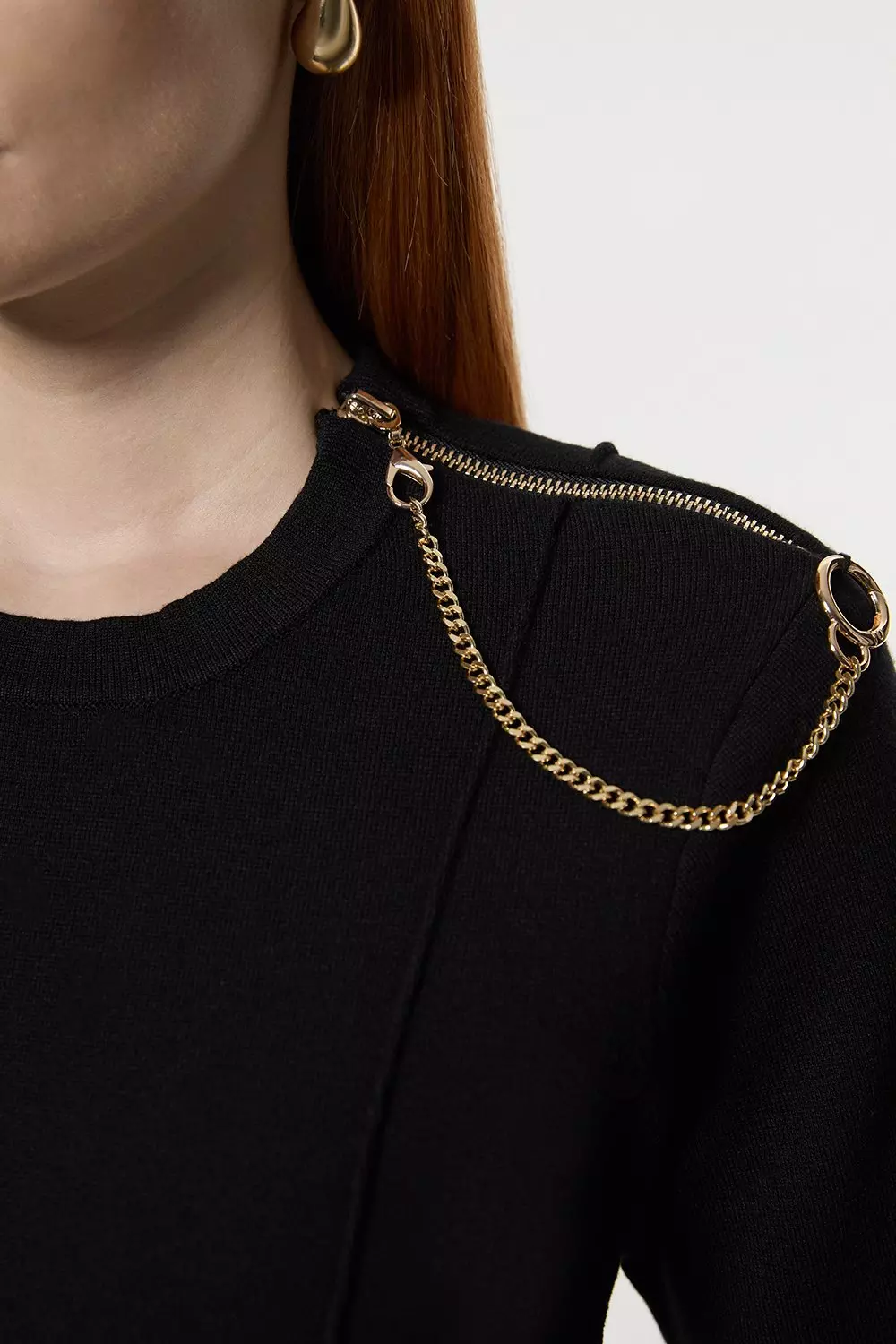 Black Milano Knit Chain Detail Top alternative image