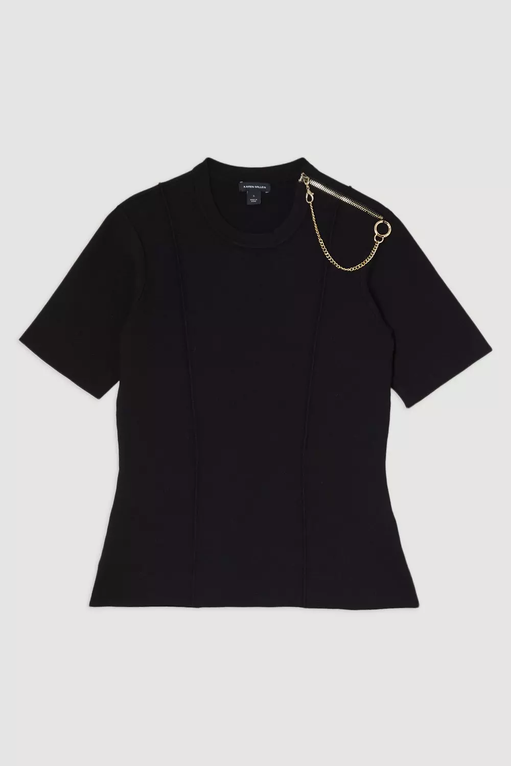 Black Milano Knit Chain Detail Top alternative image