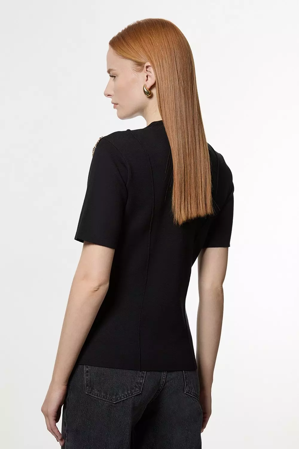 Black Milano Knit Chain Detail Top alternative image