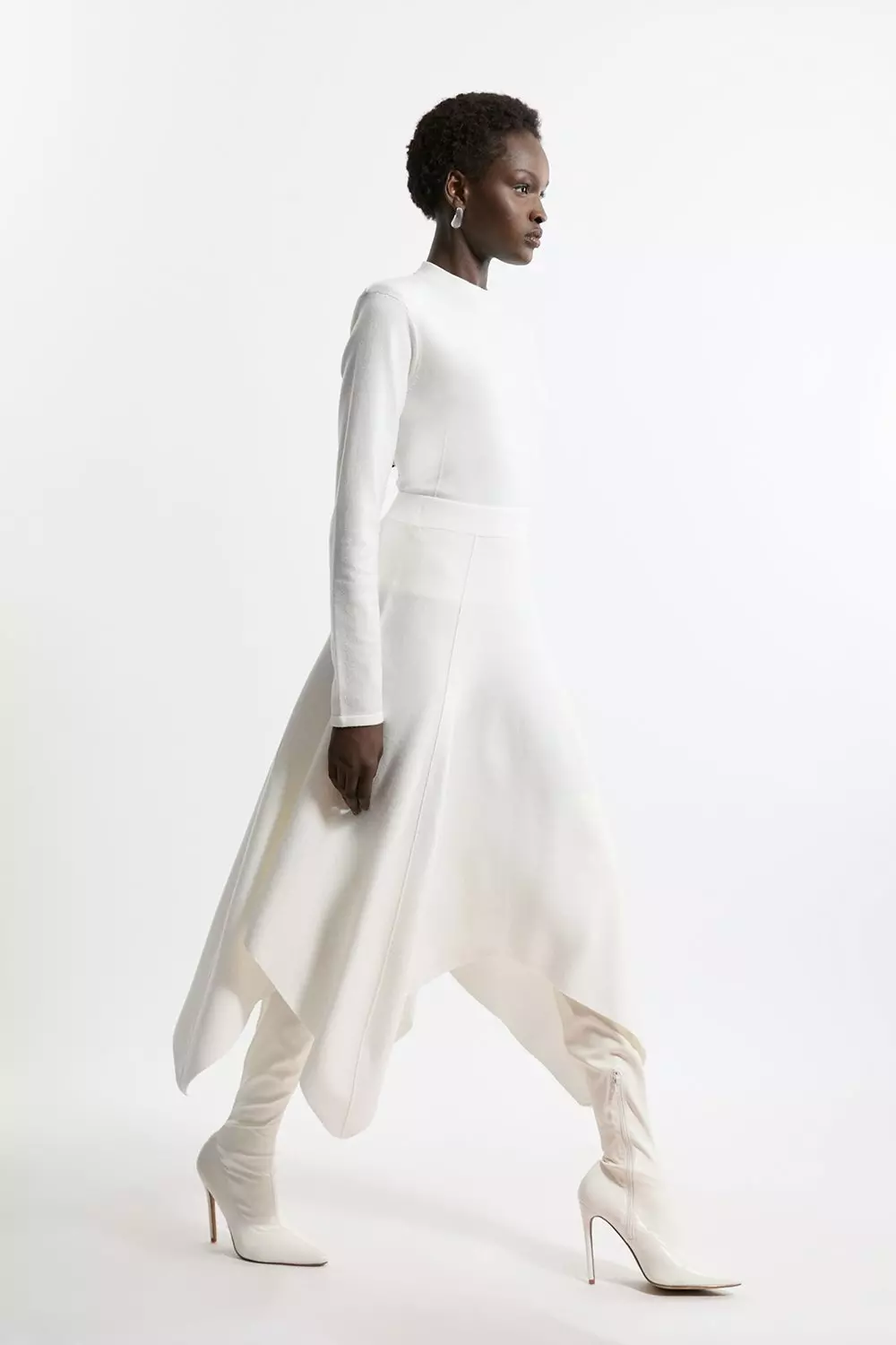 スカート ASYMMETRICAL SKIRT IN LIGHTWEIGHT TAILORED WOOL Asymmetrical Wool Skirt, Wool Midi Skirt, Midi Gray Wool