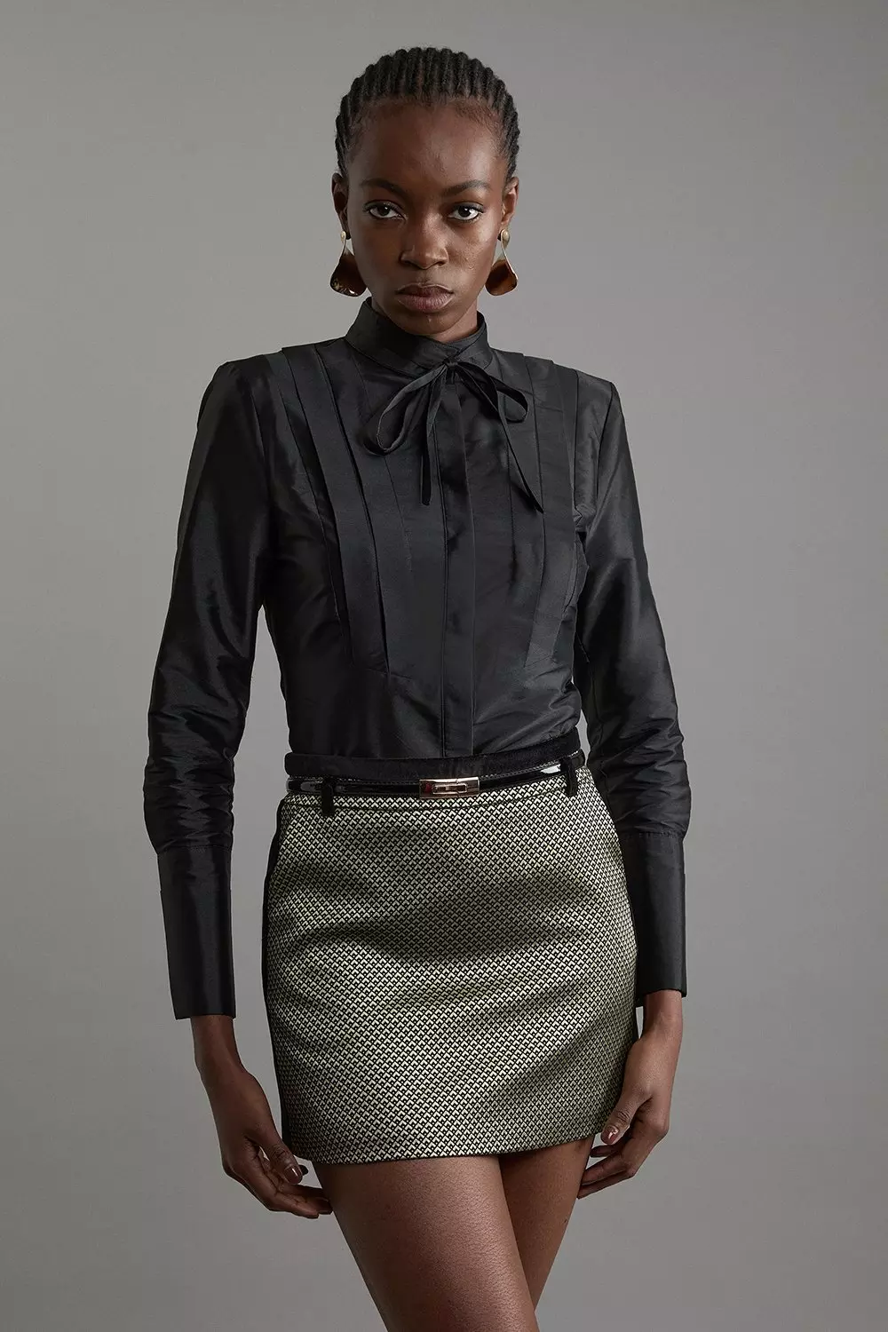 Tall Geo Jacquard Velvet Mix Tailored Mini Skirt Karen Millen