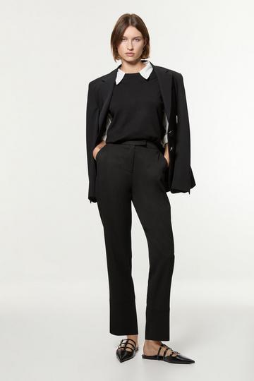 Technical Crepe Tailored Straight Turn Up Hem Trouser black