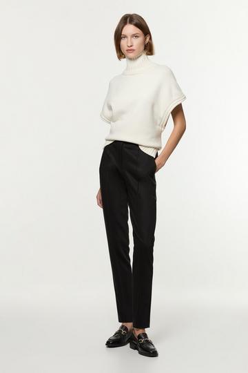 Black Tailored Pintuck Straight Leg Trouser