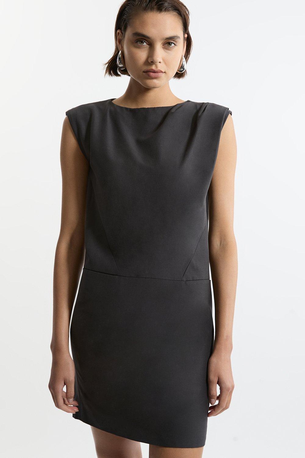 Tailored Pleat Neck Pocket Detail Midi Dress - Discount £60