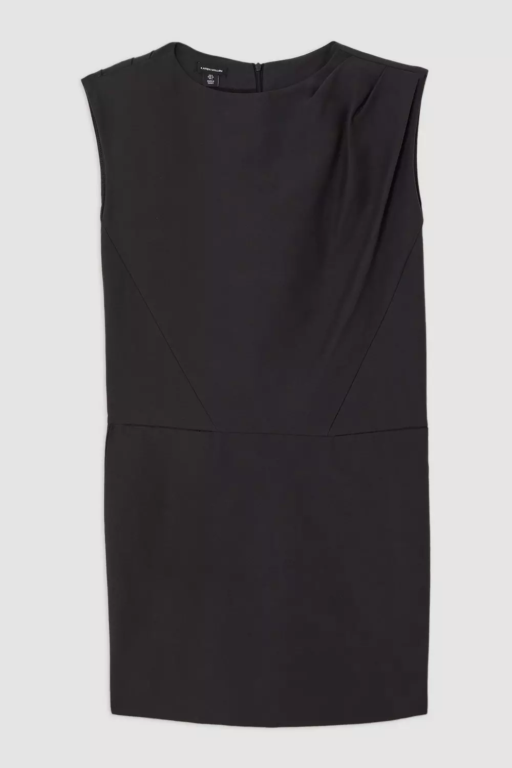 Black Tailored Pleat Neck Pocket Detail Midi Dress alternative image