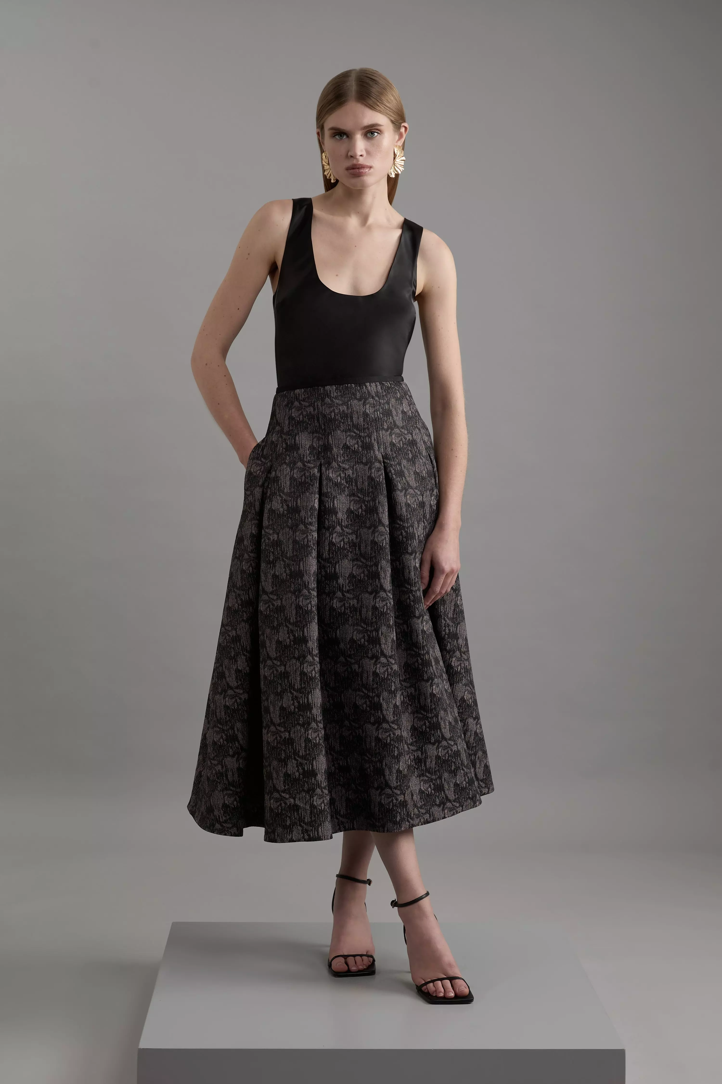 Black midi evening skirt best sale