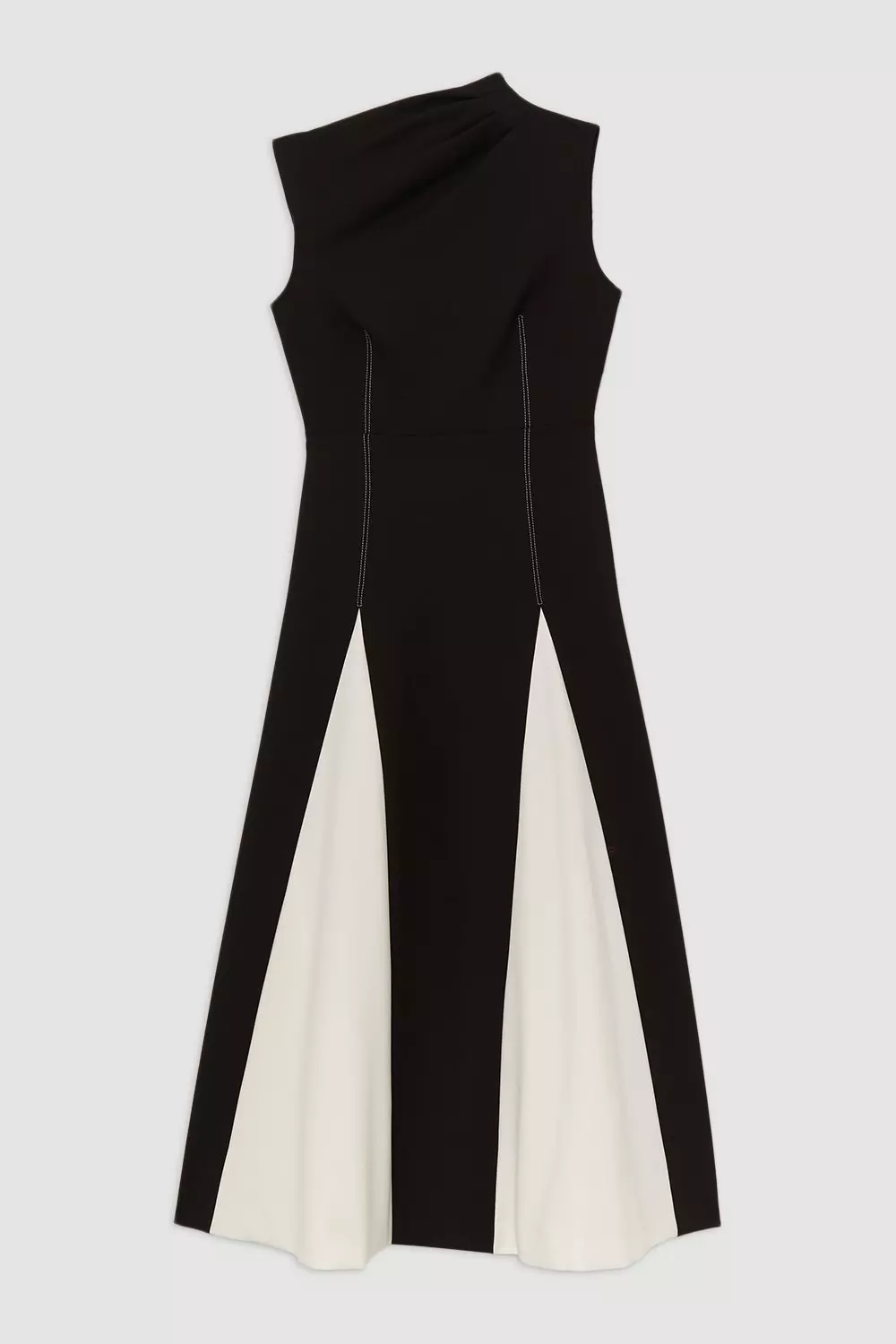 Mono Compact Stretch Tailored Colour Block Full Skirted Midi Dress alternative image