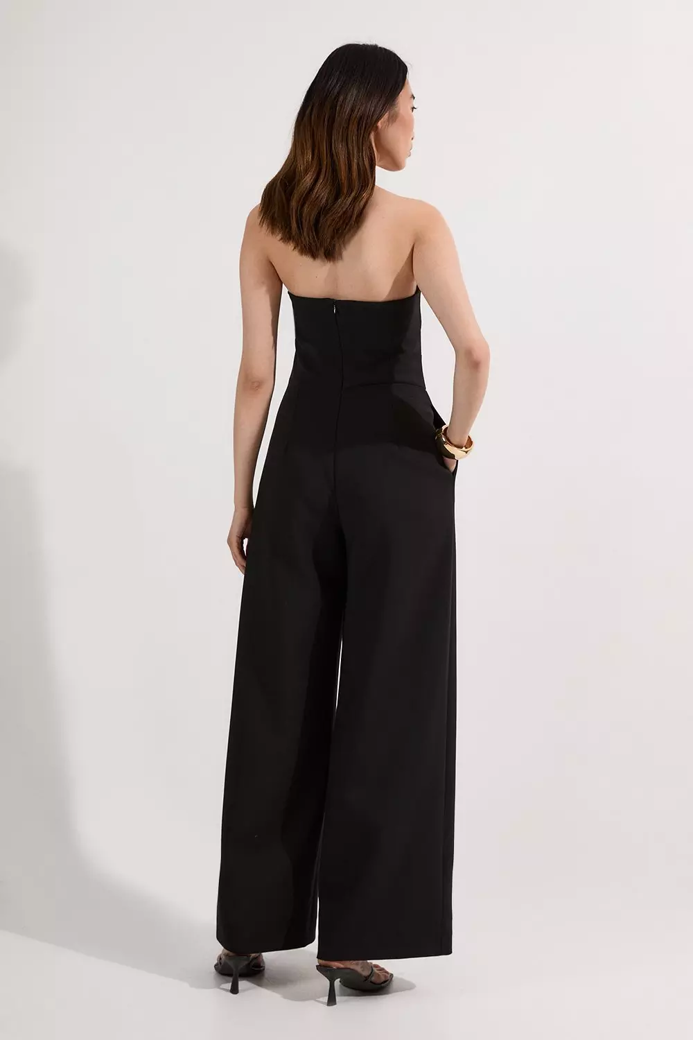【OVERDUE FLAIR25SS★TAILORED PLEATS JUMPSUIT★韓国商品 Soft Tailored Off Shoulder Pleat Detail Jumpsuit | Karen Millen