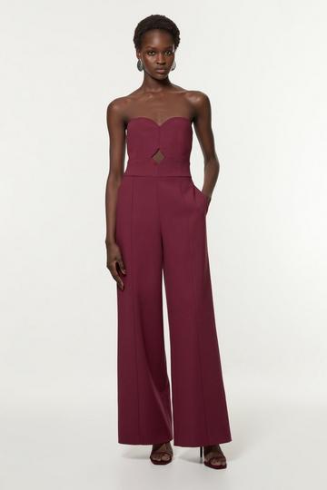 Compact Stretch Bandeau Tailored Wide Leg Jumpsuit fig