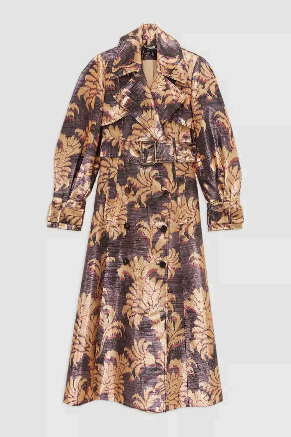 【KAREN MILLEN】プチメタリックフローラルトレンチマキシコート Petite Metallic Floral Tailored Trench Maxi Coat | Karen Millen