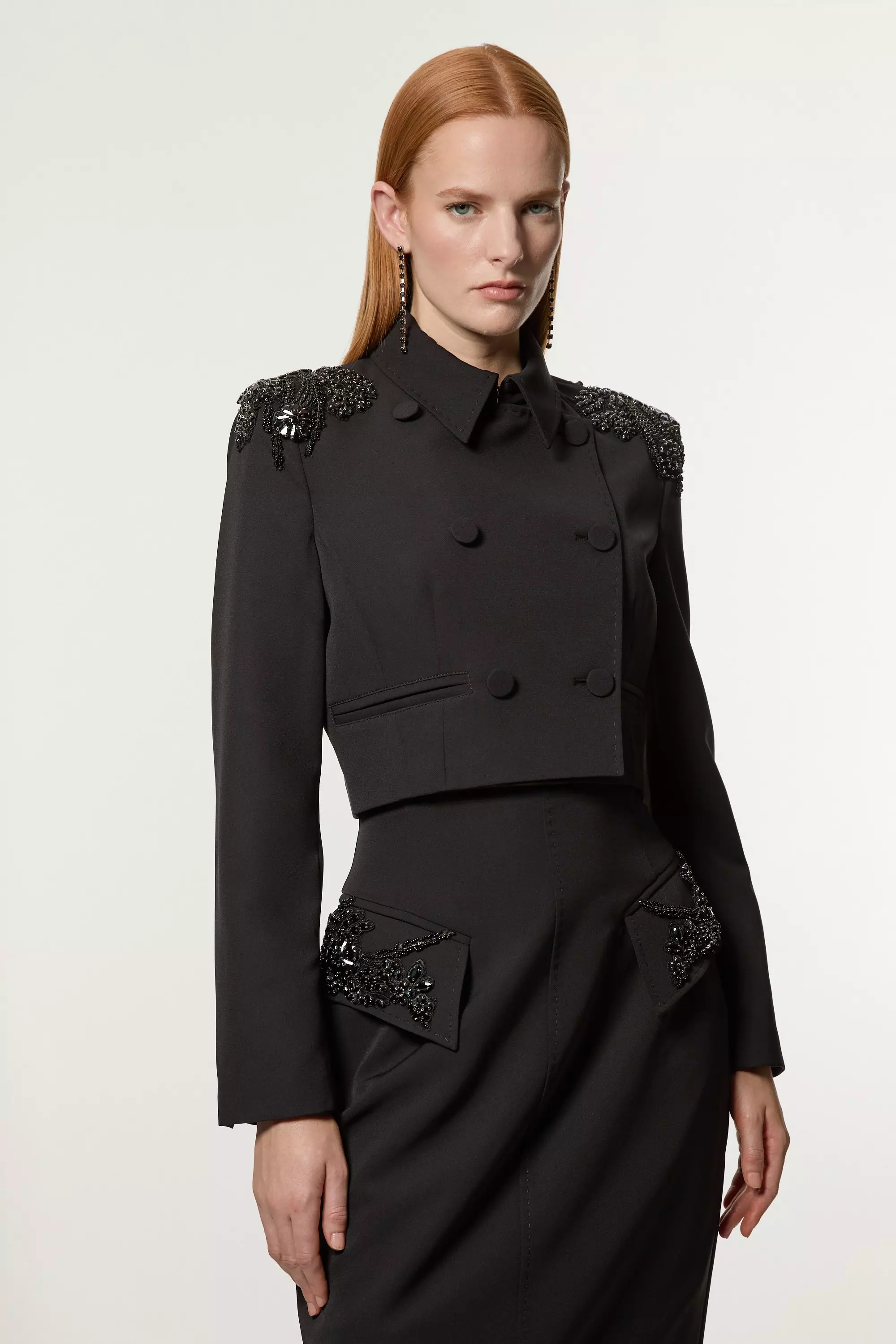 KAREN MILLEN テーラードダブルブレストジャケット クリスタル bkk22247_black_xl?$