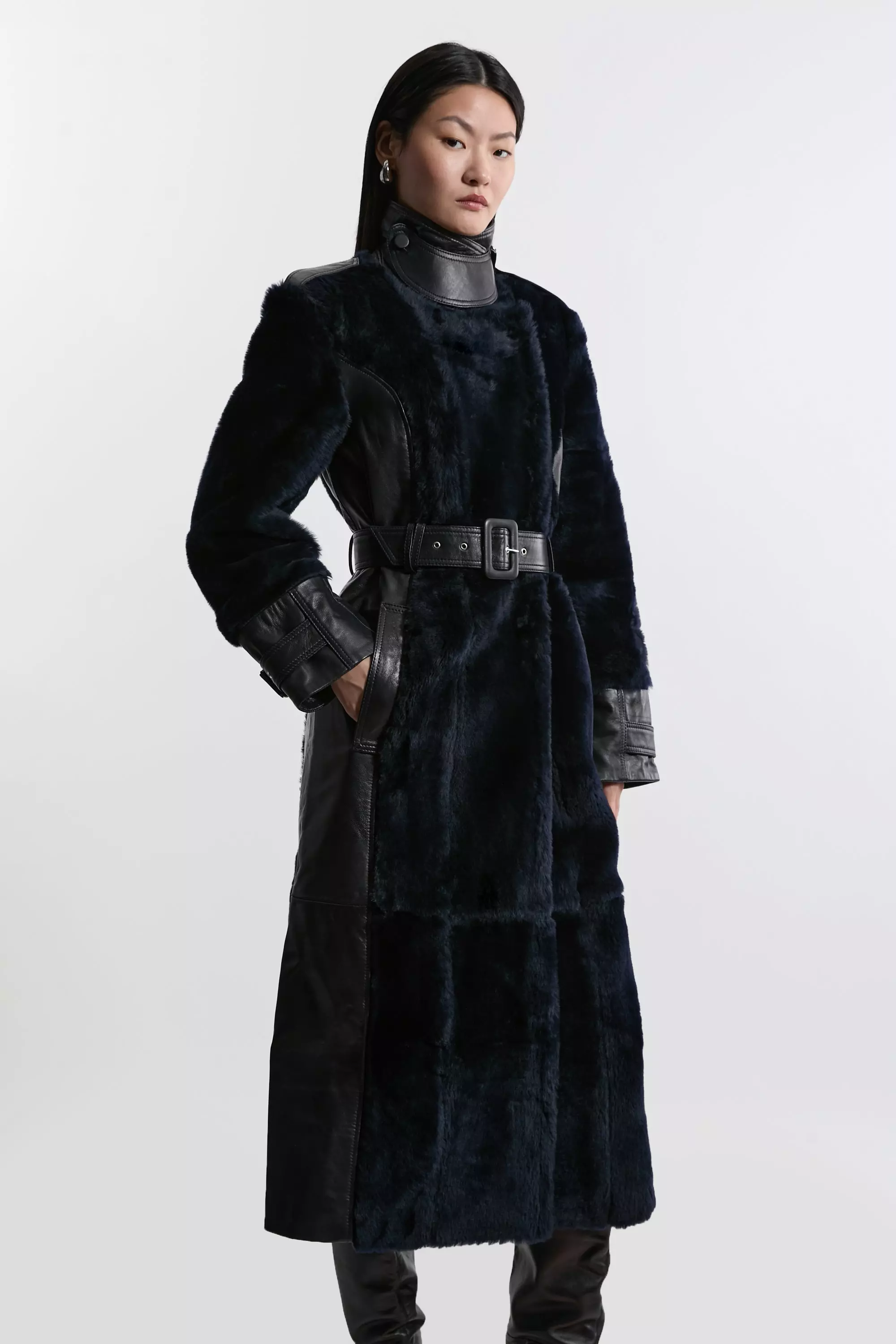 Karen millen shearling coat best sale