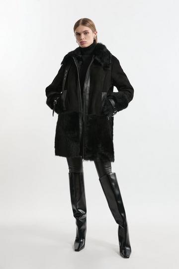 Shearling Longline Avaitor Coat