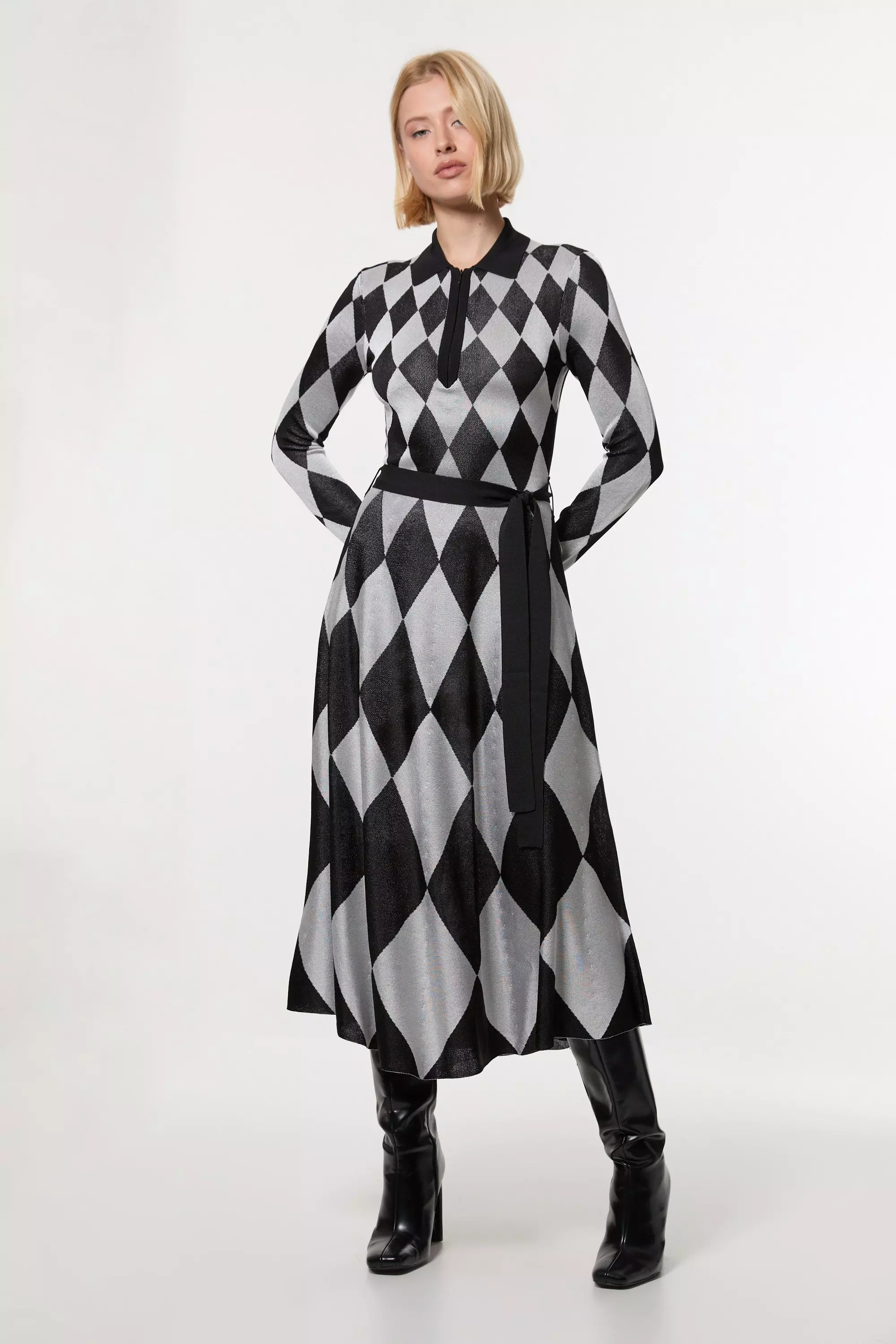 日本未入荷★Karen Millen ウールニットワンピース 日本未入荷☆Karen Millen ハイネックフレアワンピース