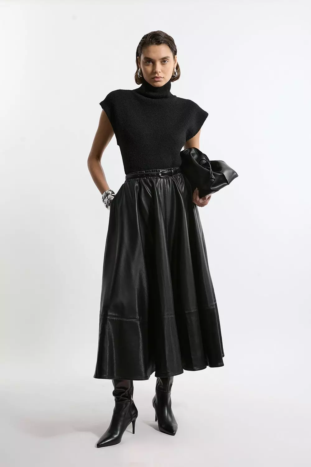 Faux Leather Full Maxi Skirt Karen Millen