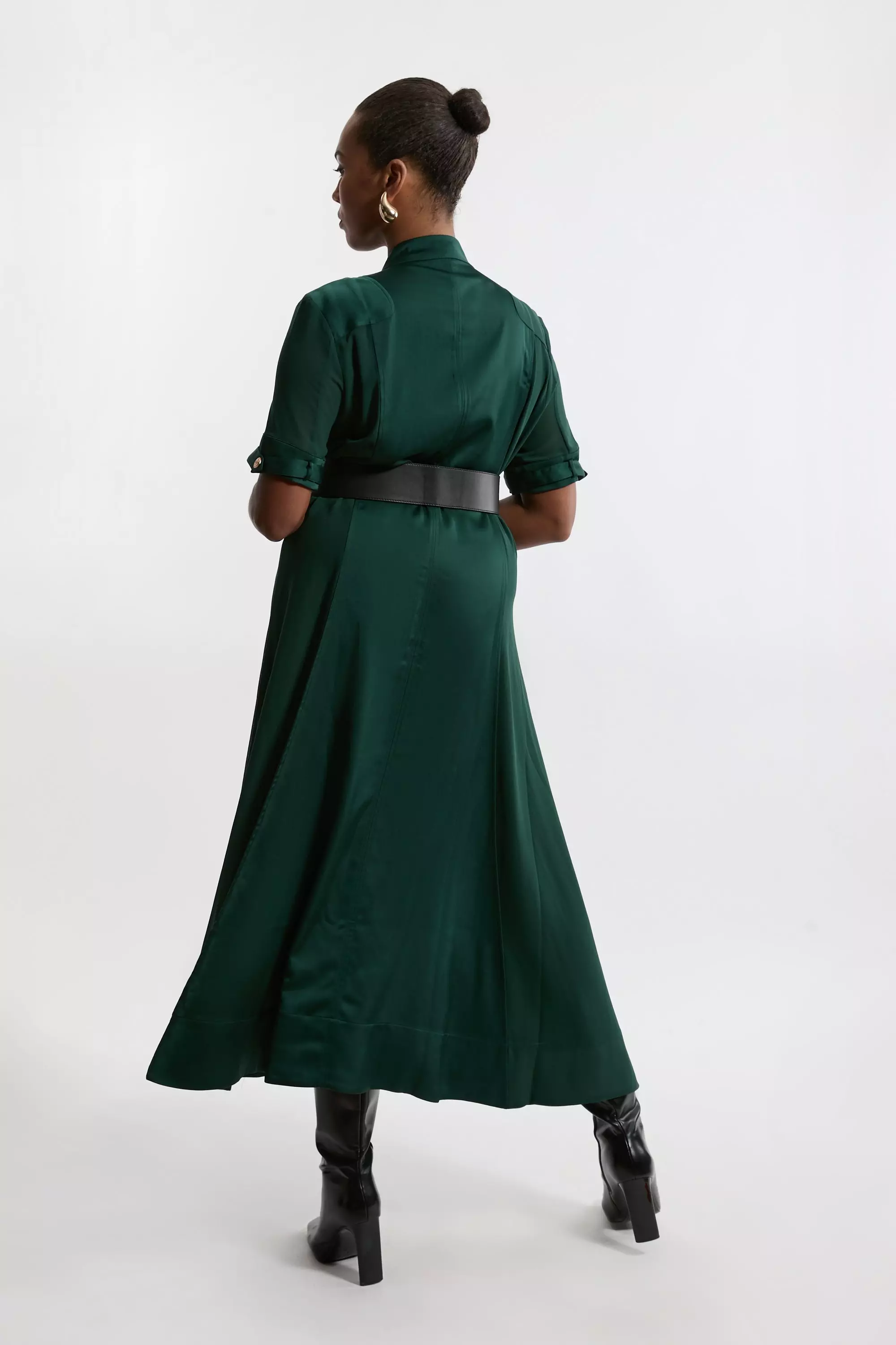 Plus size green shirt dress deals