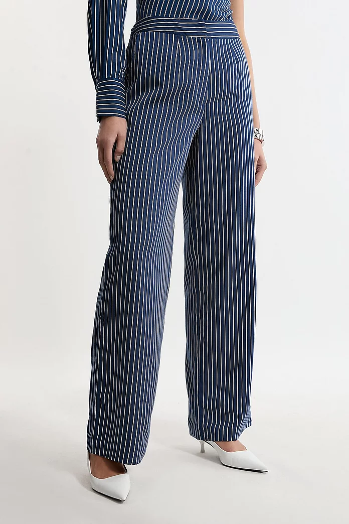 Tall Striped Twill Wide Leg Woven Pants | Karen Millen Tall Striped Twill Wide Leg Woven Pants | Karen Millen