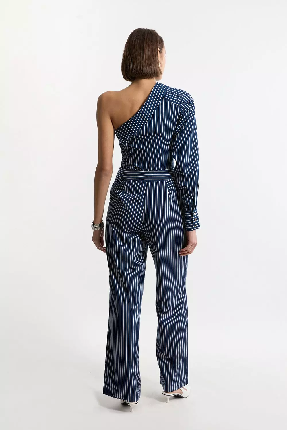 Tall Striped Twill Wide Leg Woven Pants | Karen Millen