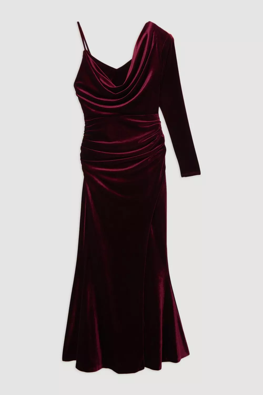Merlot Petite Velvet Asymmetric One Shoulder Tailored Maxi Dress alternative image