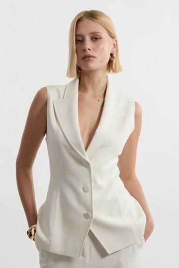 Compact Stretch Essential Tailored Waistcoat Jacket ivory