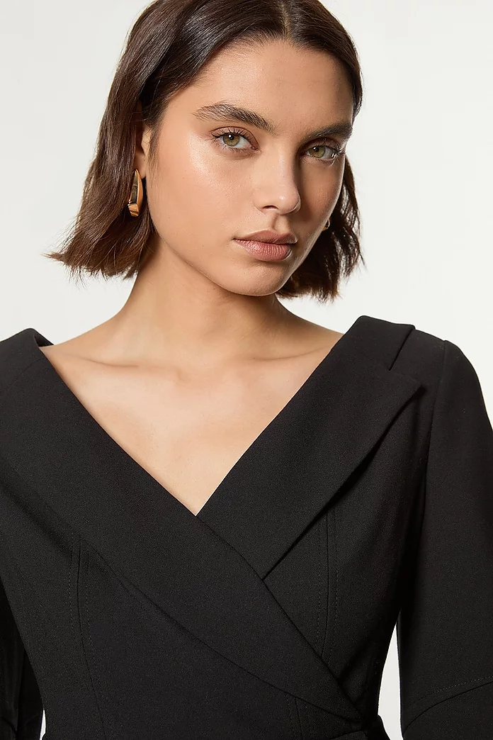 Compact Stretch Tailored Asymmetric Peplum Pencil Midaxi Compact Stretch Tailored Asymmetric Peplum Pencil Midaxi