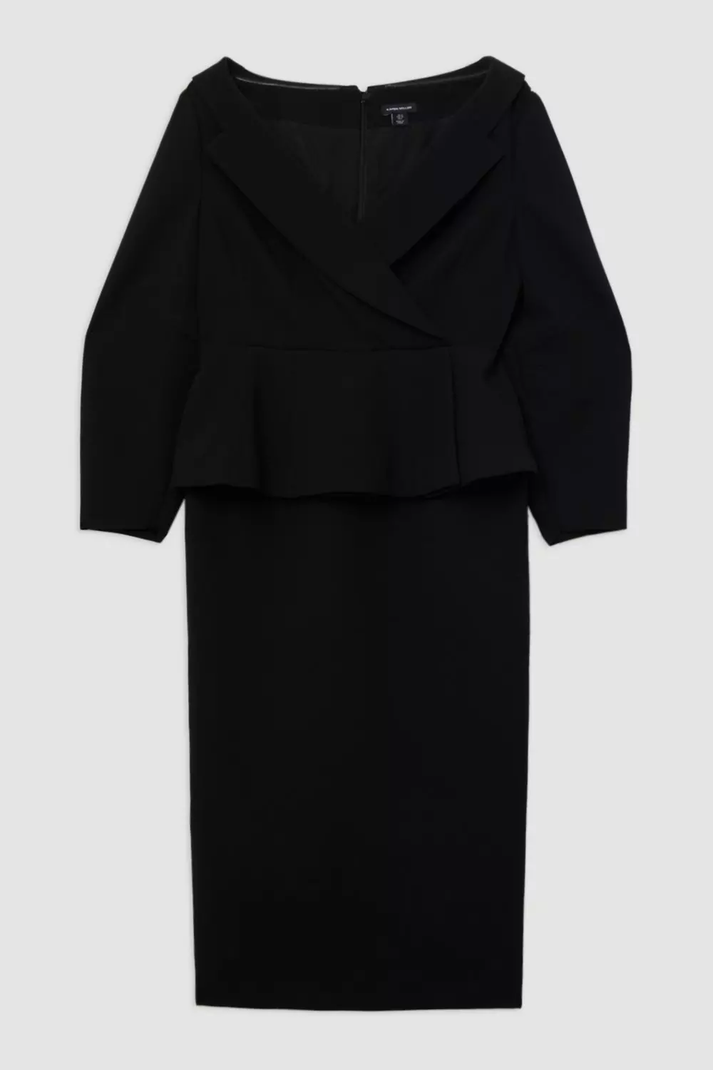 Compact Stretch Tailored Asymmetric Peplum Pencil Midi Dress Karen Millen