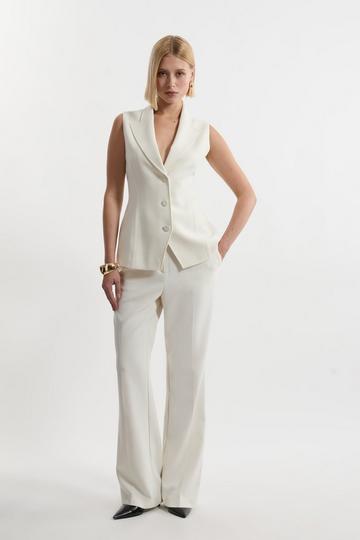 Compact Stretch Essential Tailored Straight Leg Pants ivory