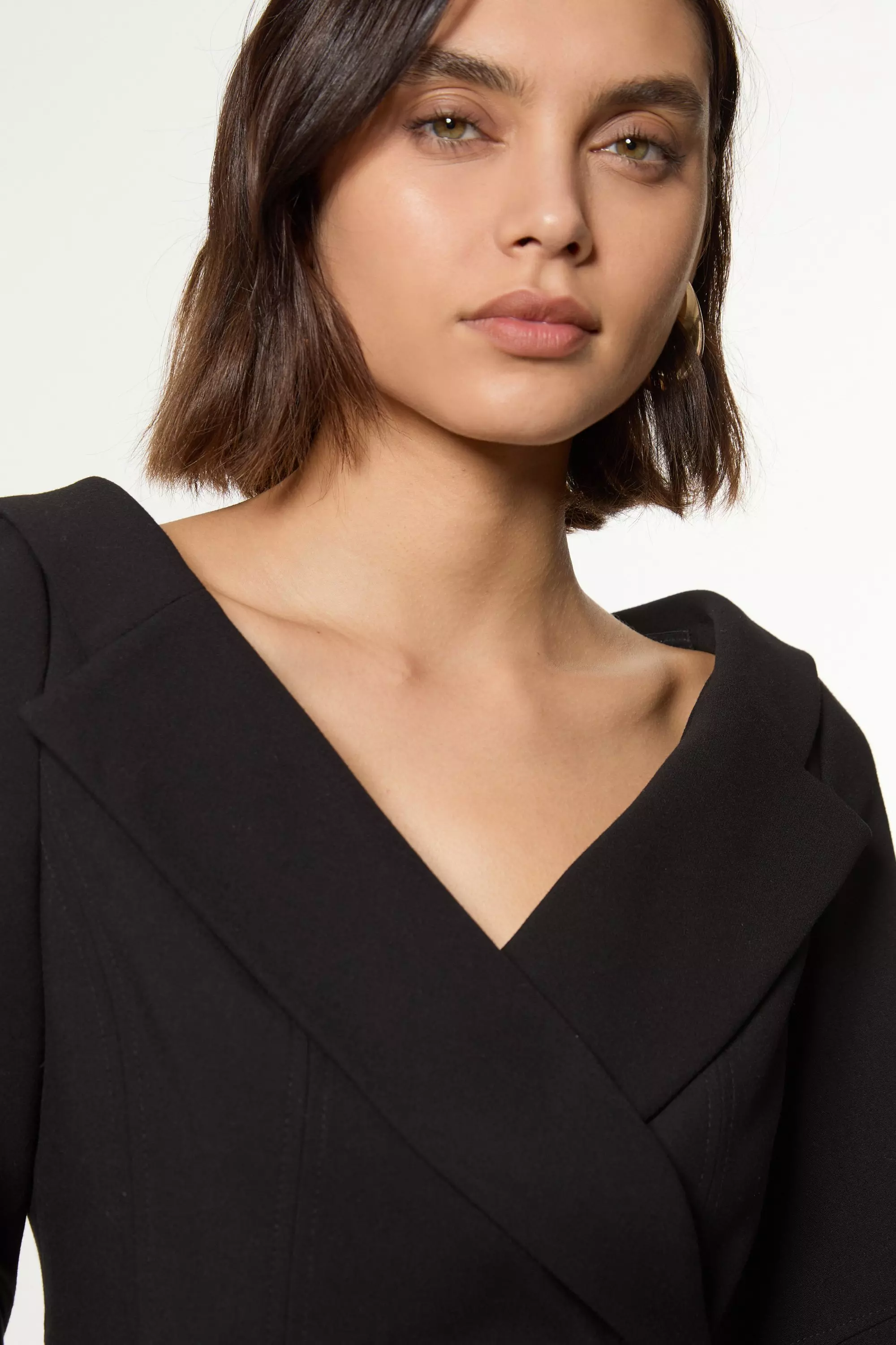 Compact Stretch Tailored Assymetric Peplum Jacket | Karen Millen