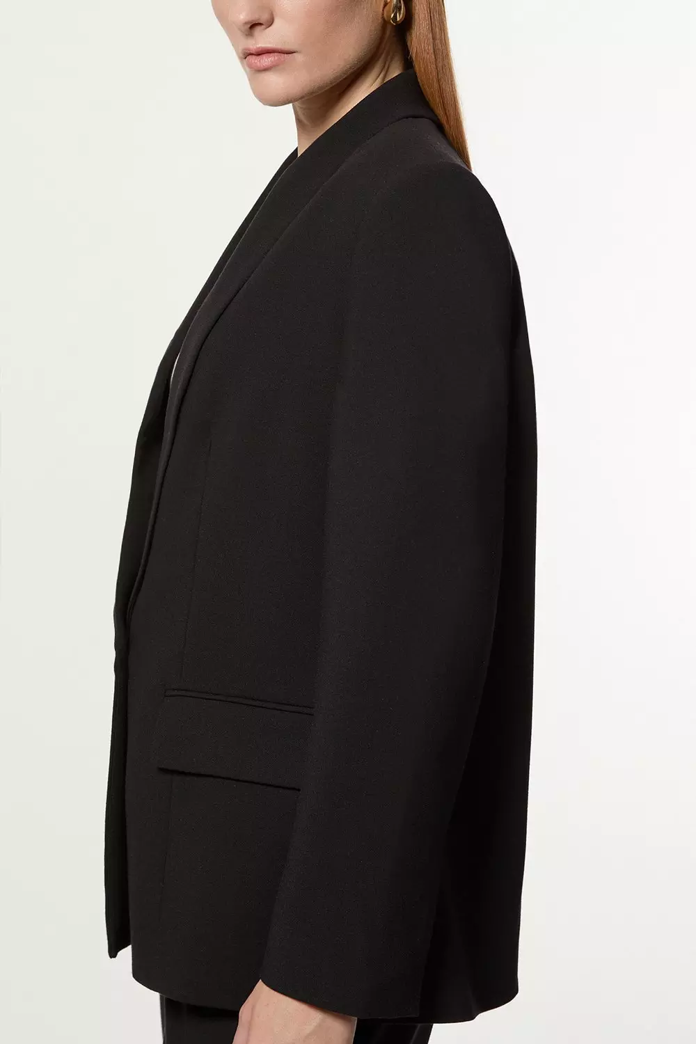 Black Compact Stretch Essential Tailored Single Breasted Blazer  alternative image