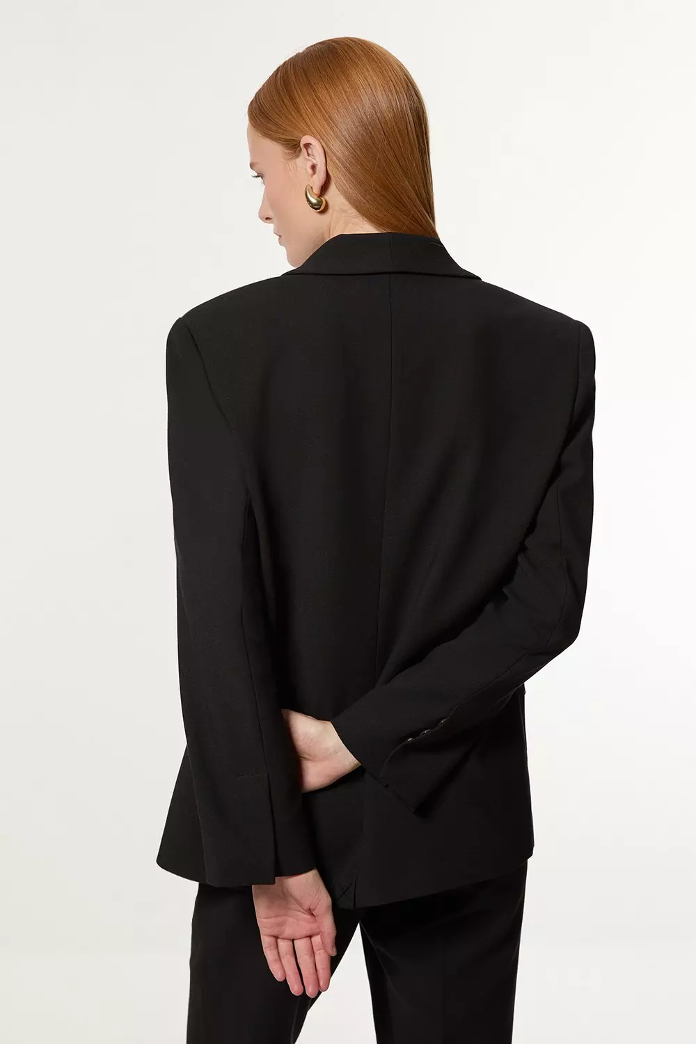 Black Compact Stretch Essential Tailored Single Breasted Blazer  alternative image