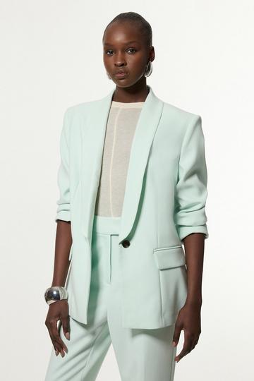 Compact Stretch Essential Tailored Single Breasted Blazer pale blue