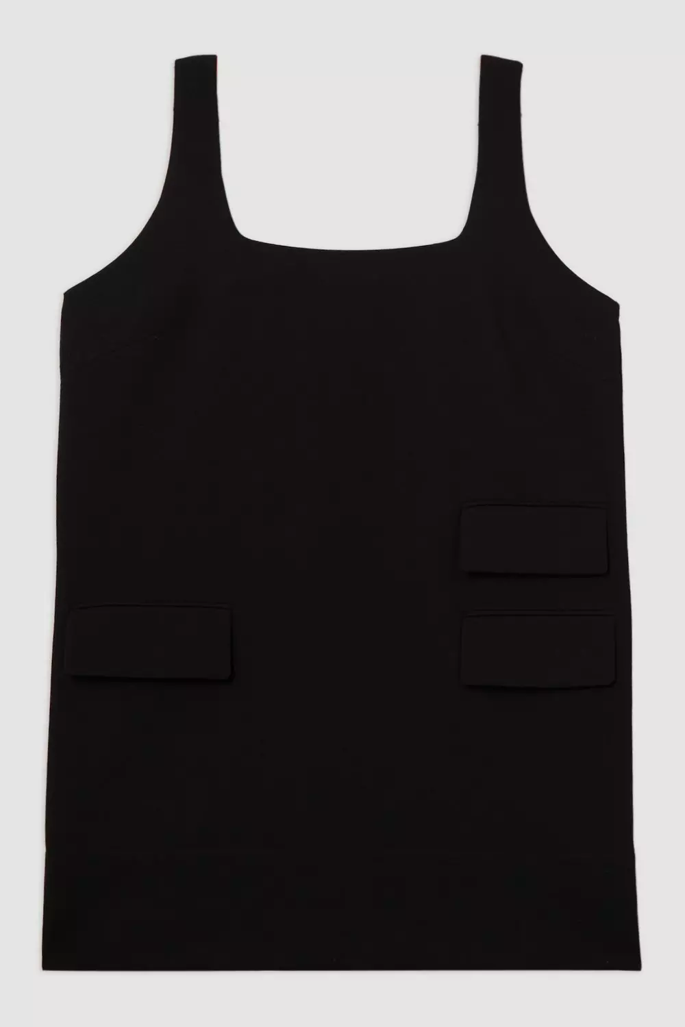 安心追跡【KAREN MILLEN】ストレッチ コットン ミニドレス Compact Stretch Essential Tailored Pocket Mini Dress | Karen
