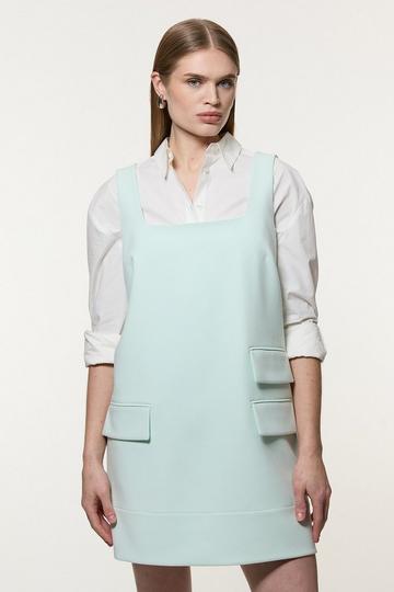 Compact Stretch Essential Tailored Pocket Mini Dress pale blue