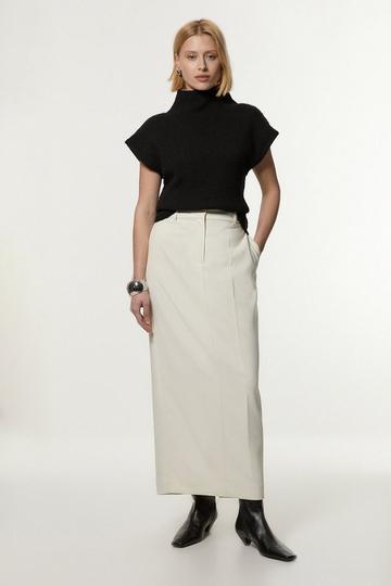 Compact Stretch Essential Tailored Maxi Skirt ivory