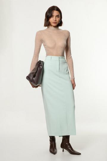 Compact Stretch Essential Tailored Maxi Skirt pale blue